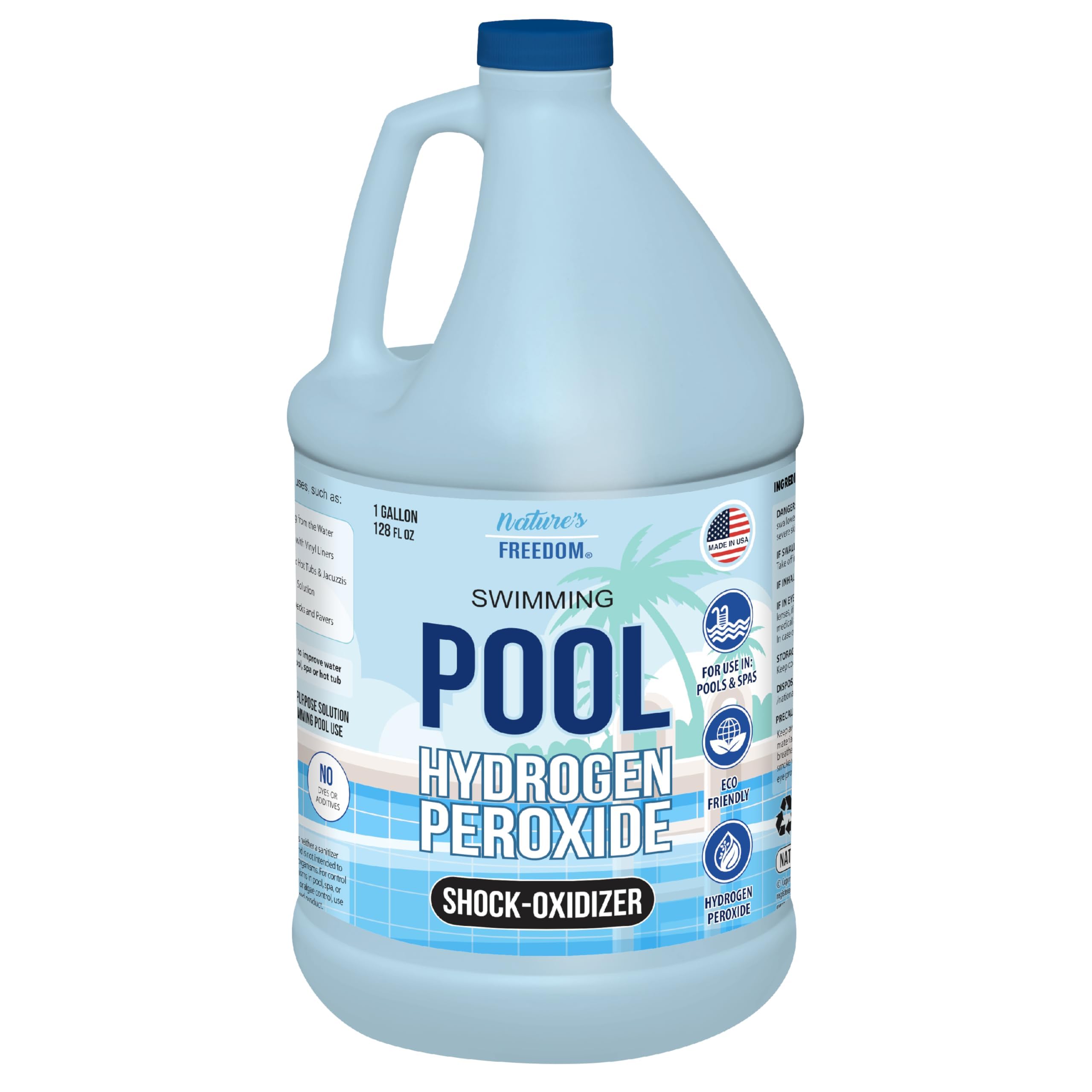 Nature's Freedom Hydrogen Peroxide Shock-Oxidizer bottle for non-chlorine pool care
