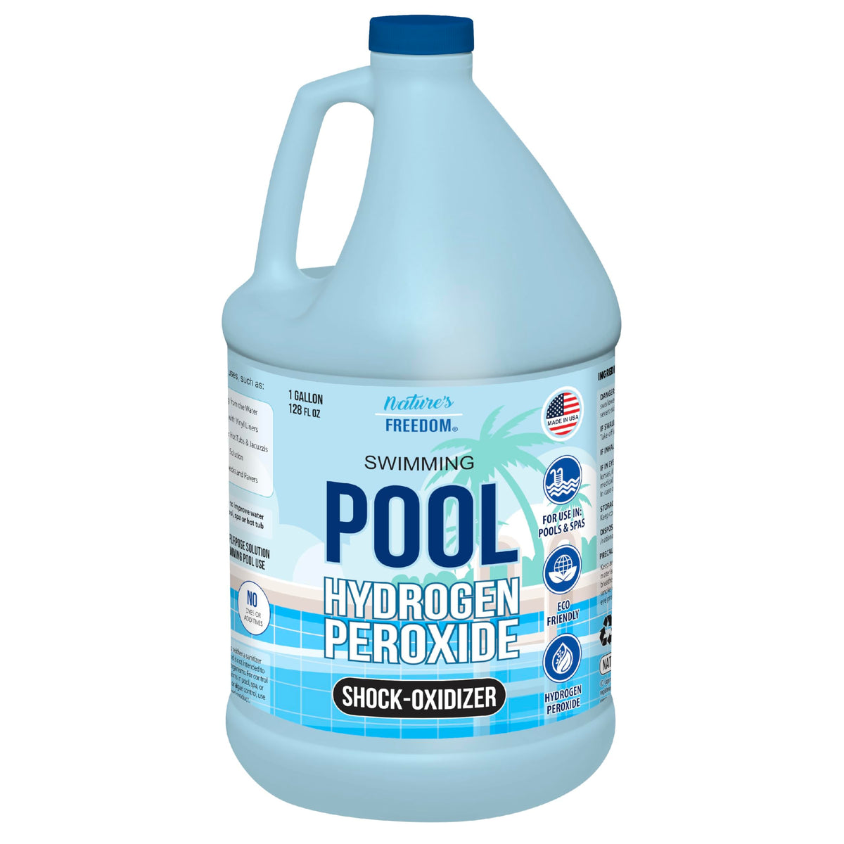 Nature's Freedom Hydrogen Peroxide Shock-Oxidizer bottle for non-chlorine pool care