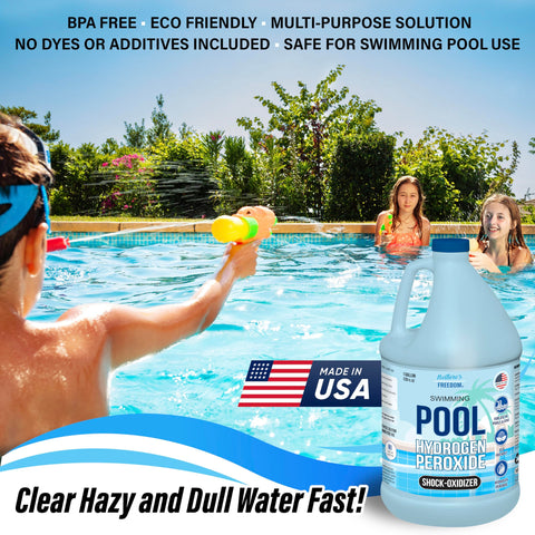 Nature's Freedom Shock-Oxidizer label highlights non-chlorine oxidation for clear water