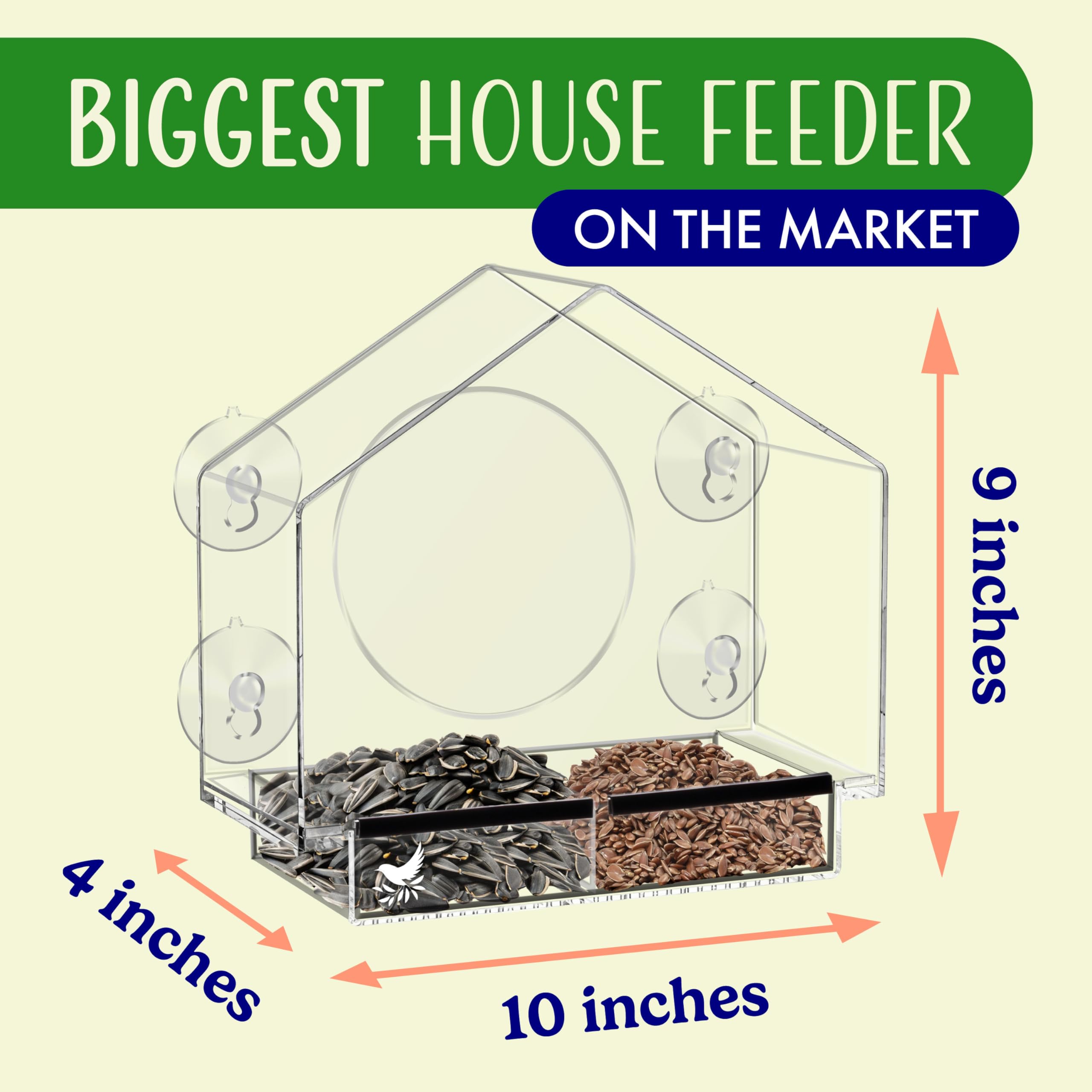 Nature's Hangout bird feeder with seed tray makes refilling quick and clean.