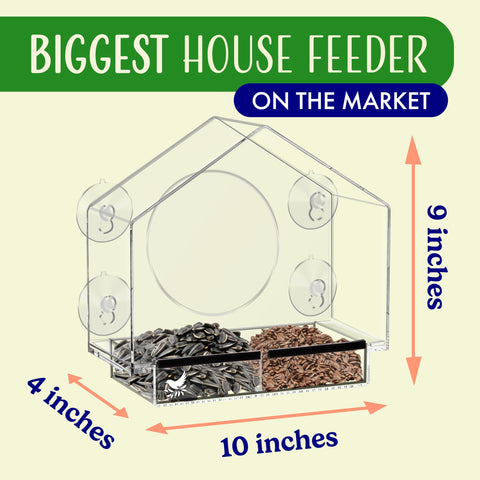 Nature's Hangout bird feeder with seed tray makes refilling quick and clean.