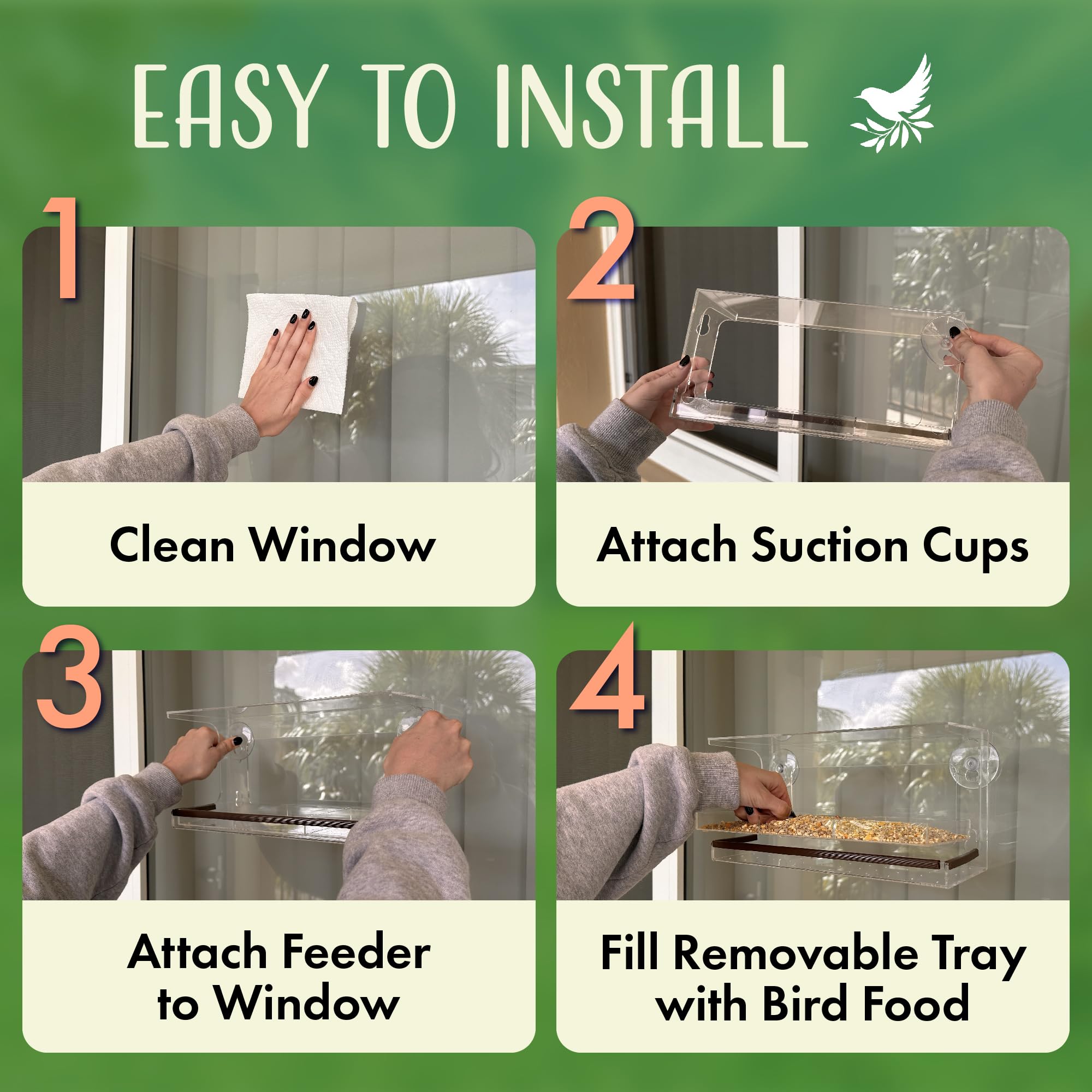 Kids and seniors enjoy eye-level bird watching with Nature's Hangout feeder.
