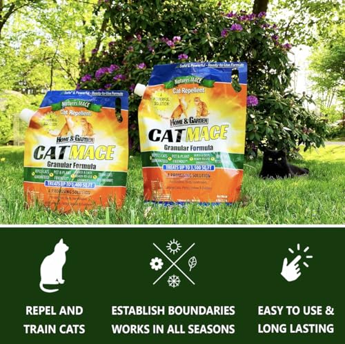 Nature's MACE Cat Mace protects potted plants from cat damage.