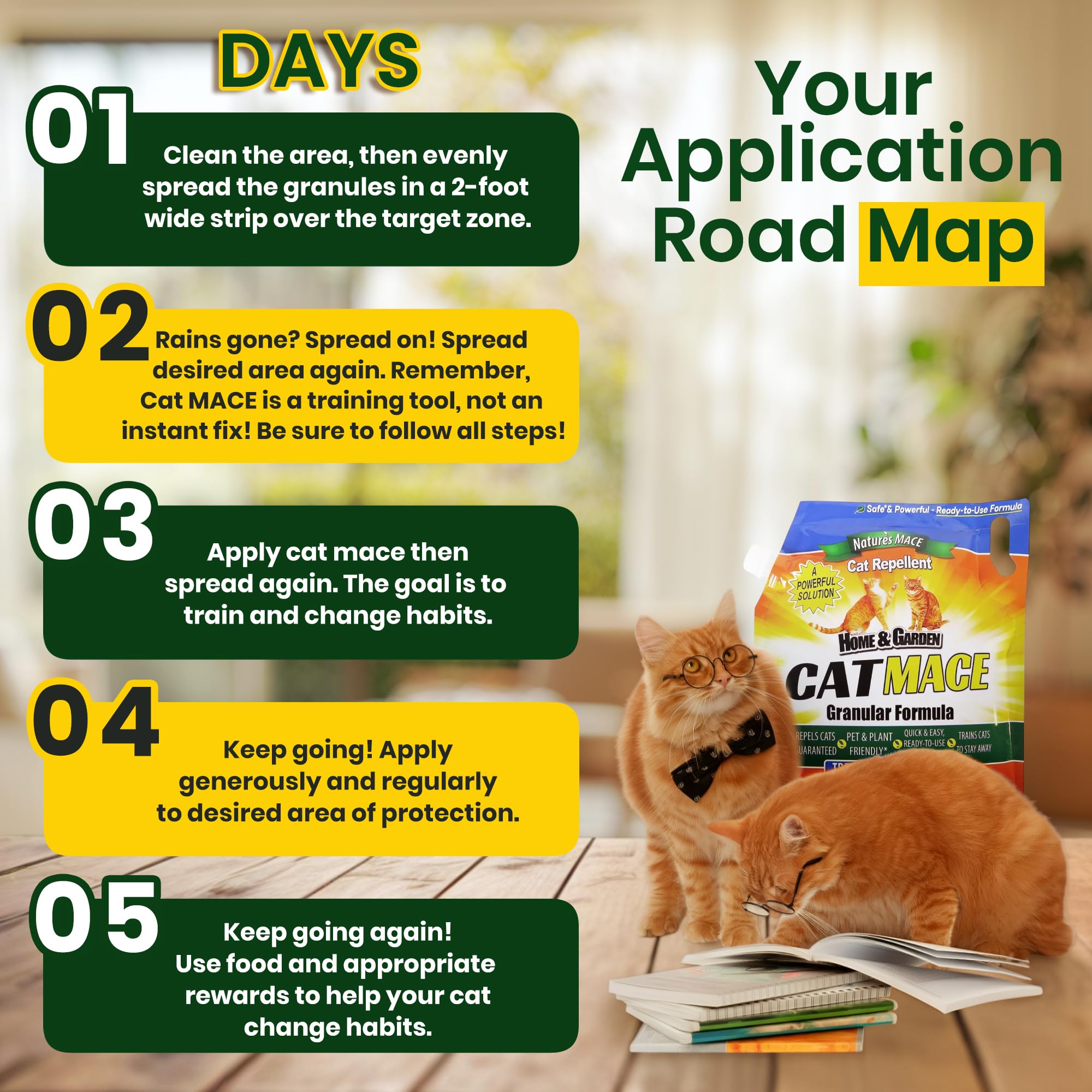 Nature's MACE scent-based barrier helps keep cats away.
