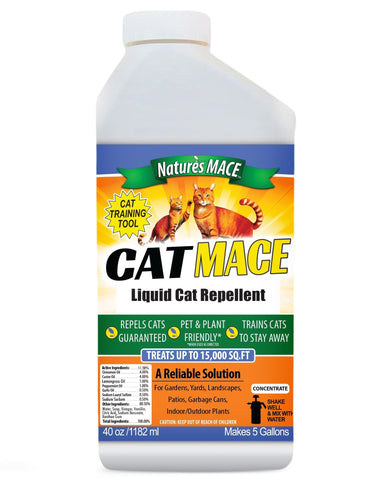 Nature's MACE Cat Repellent 40oz bottle ready for outdoor use