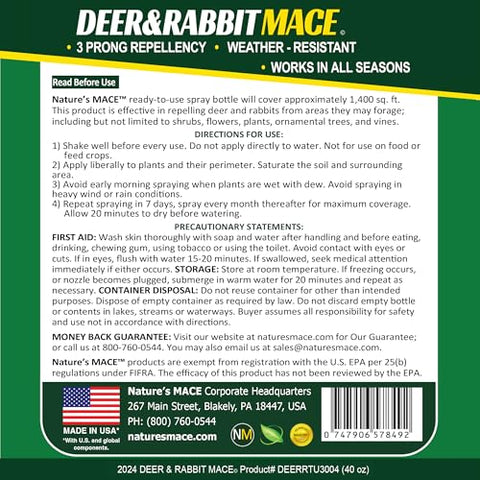 Nature's MACE perimeter spray guards vegetables from deer and rabbits