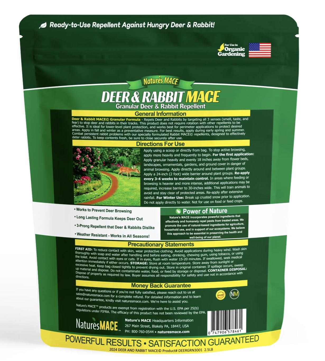 Nature's MACE granular application at bed edge forms protective barrier against deer