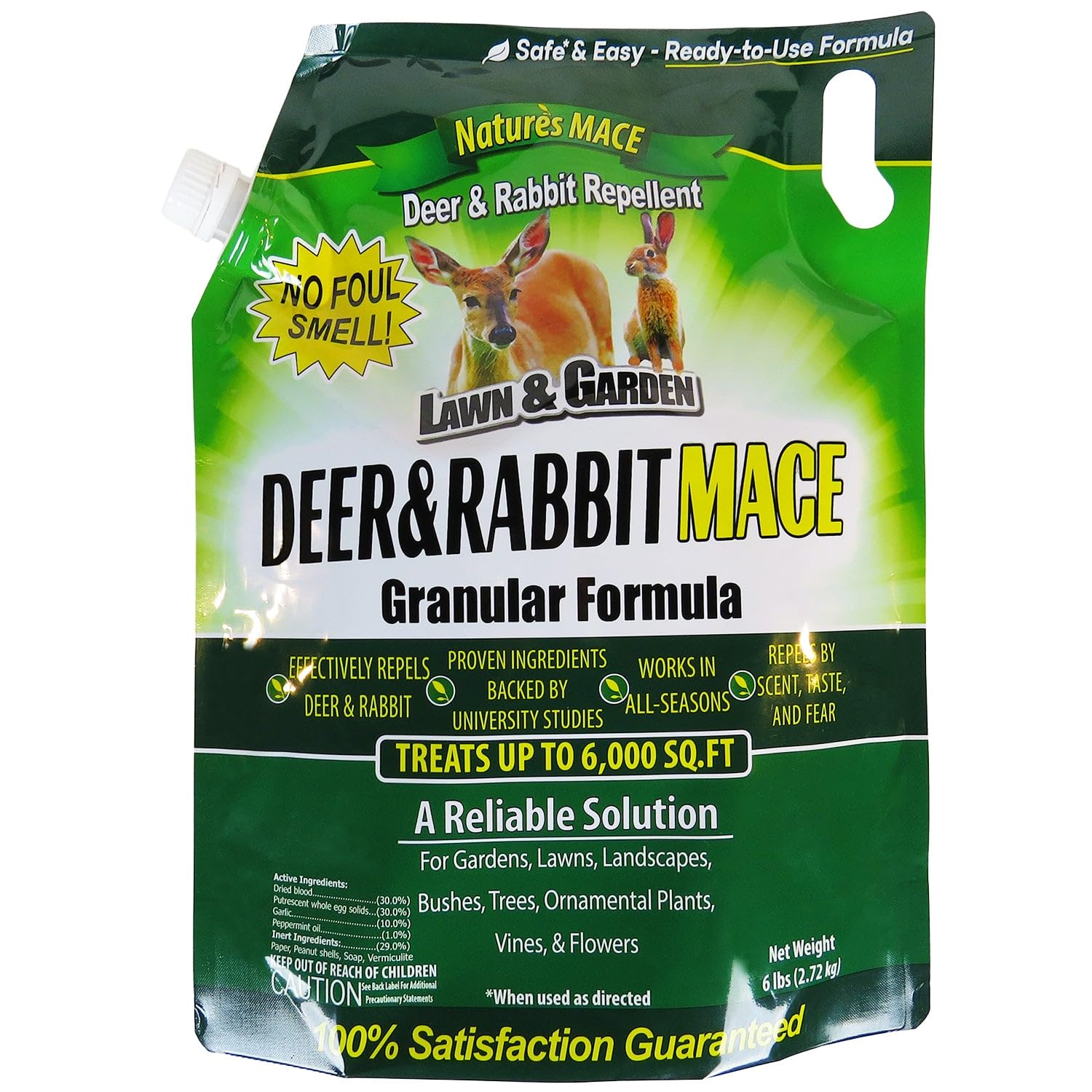 Nature's MACE Deer Repellent Granular 6lb container protects flowers with easy, even coverage