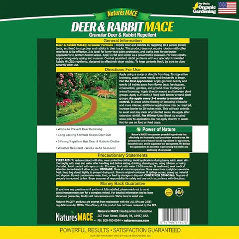 Nature's MACE Deer Repellent Reapplication every 3–4 weeks maintains protection