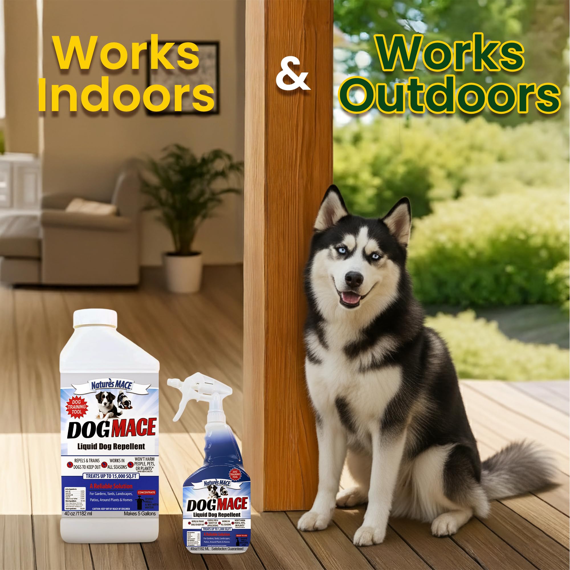 Nature's MACE Dog Mace indoor outdoor usage shows versatile deterrent around pets and kids.