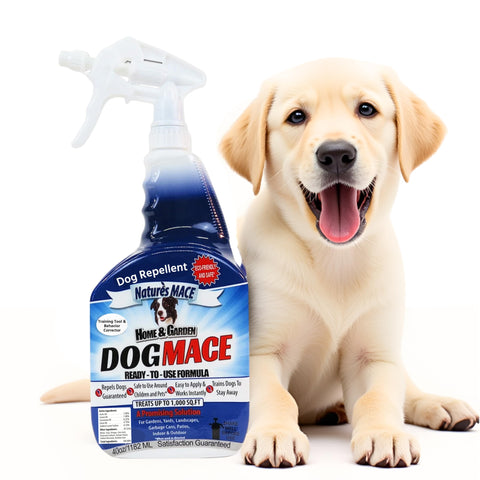 Nature's MACE dog mace spray bottle ready to use for yard protection and training.