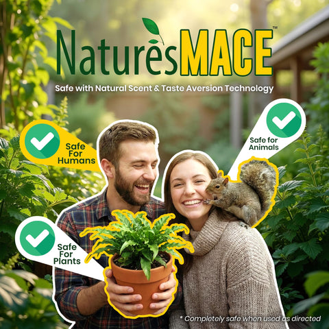 Nature's MACE garden spray offers simple weekly protection.