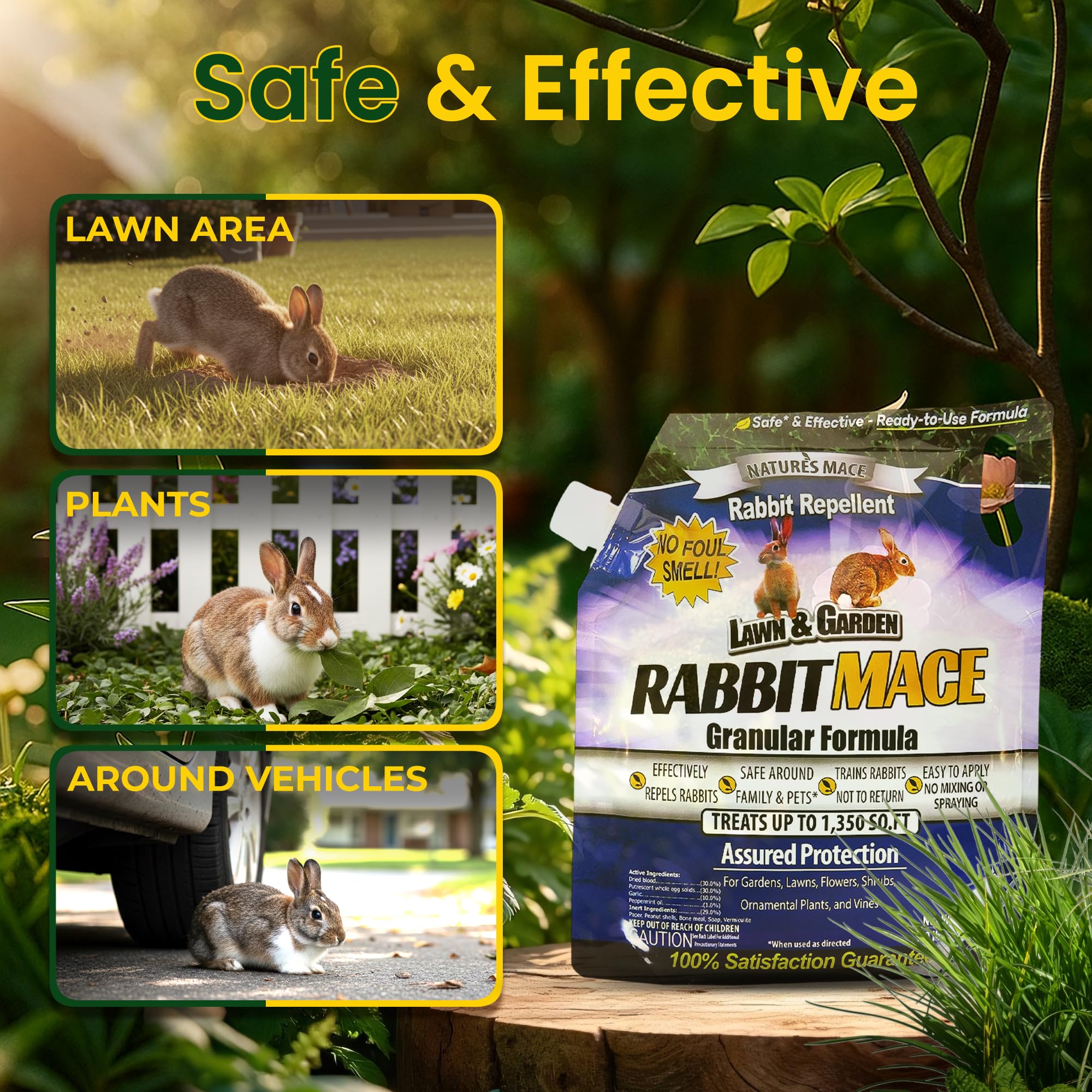 Garden protected with Nature's MACE rabbit mace for reduced bunny browsing.