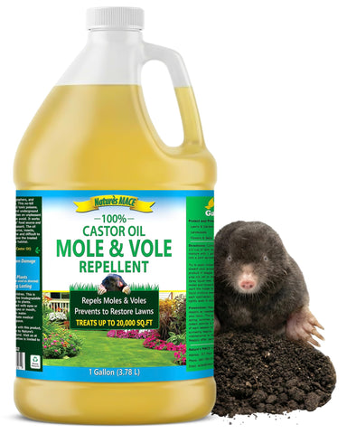Nature's MACE Mole and Vole Mace bottle label for lawn protection