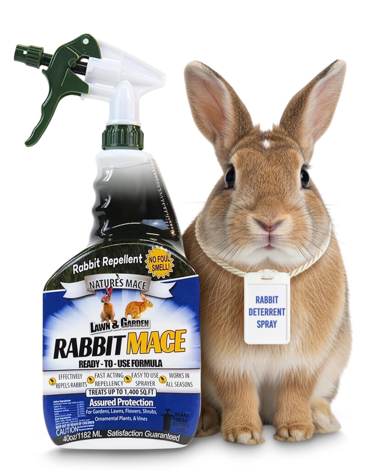 Nature's MACE rabbit concentrate bottle front view protects plants naturally.