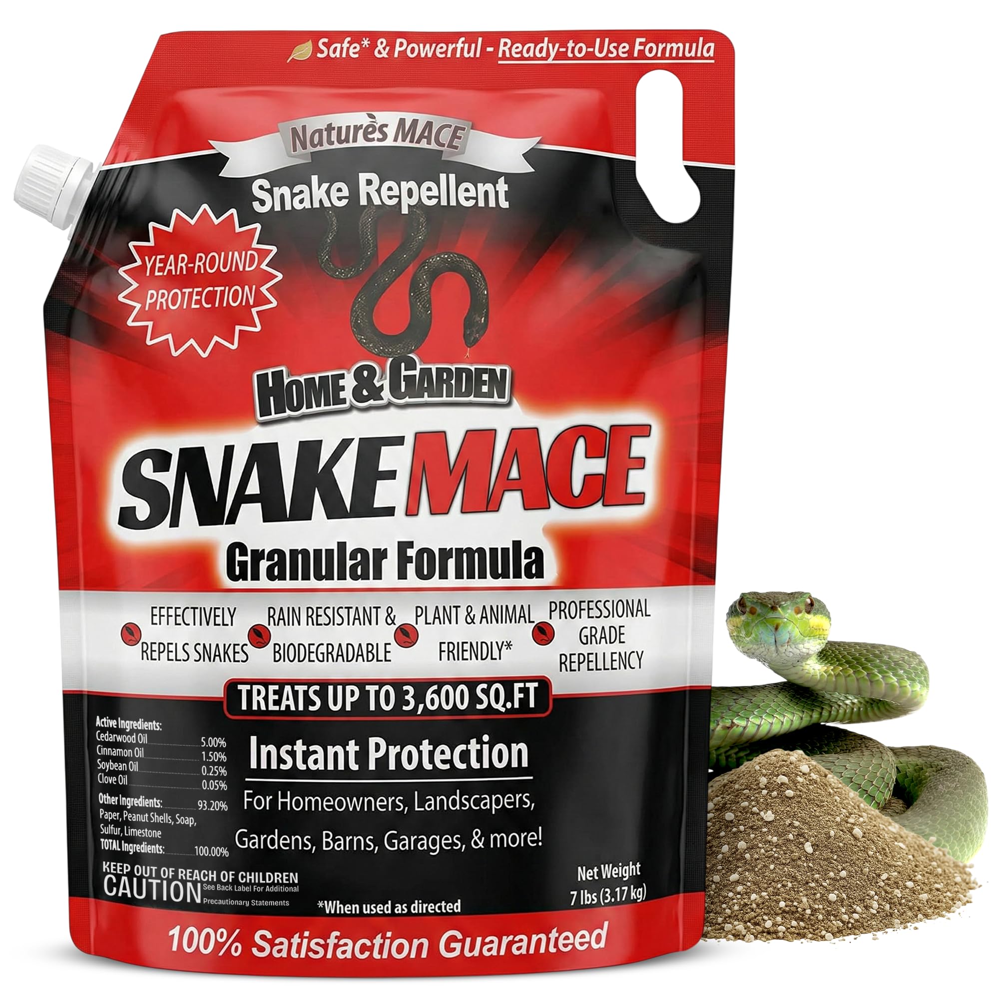 Nature’s MACE Snake Mace granules for yard application deter snakes
