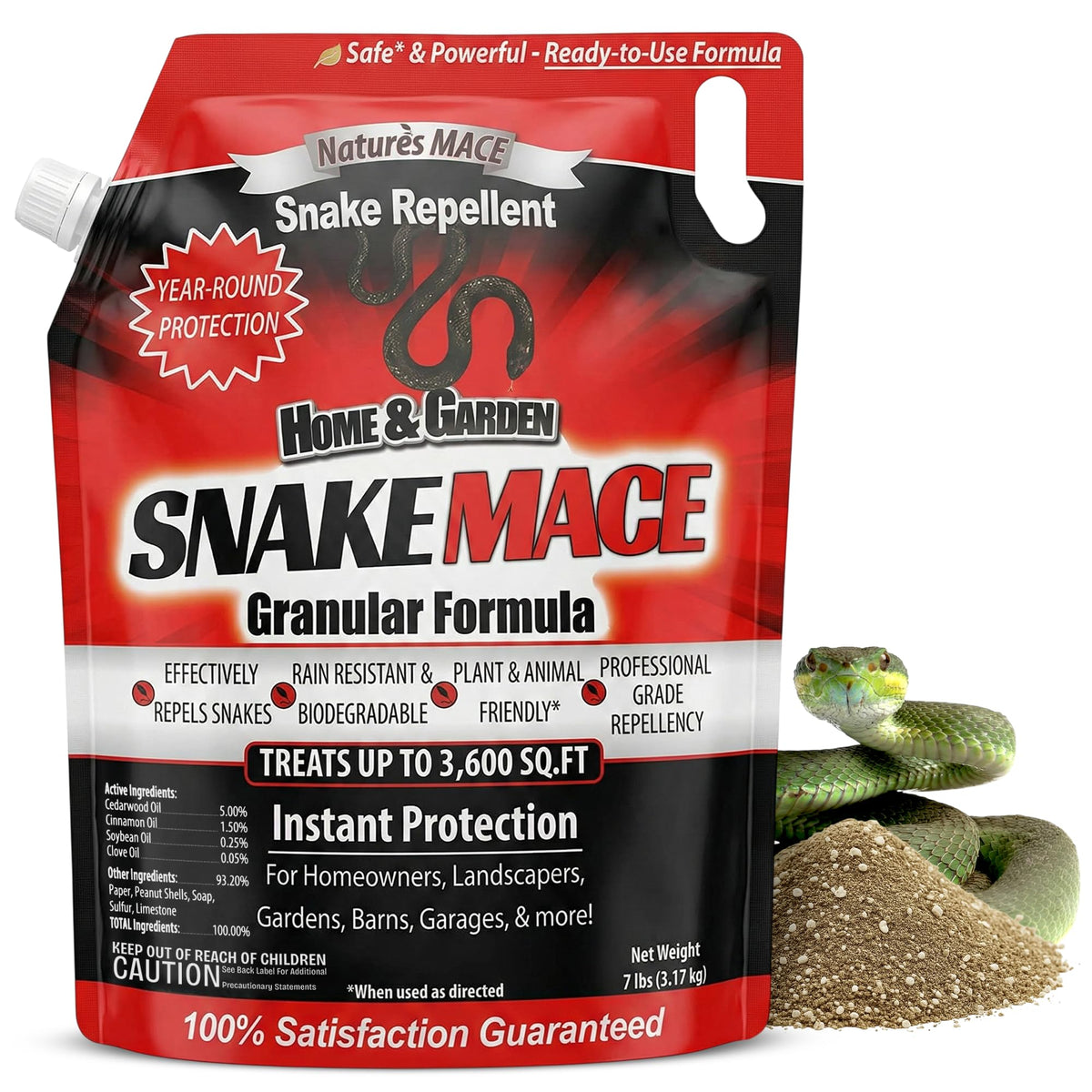 Nature’s MACE Snake Mace granules for yard application deter snakes
