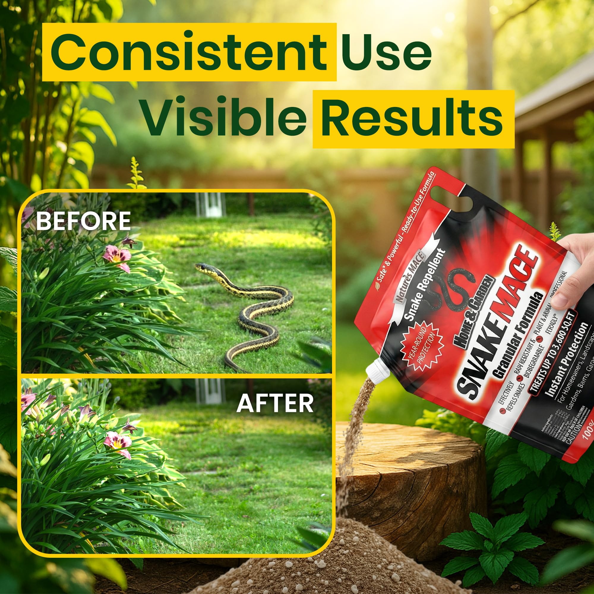 Nature’s MACE weather-resilient granules stay effective after rainfall