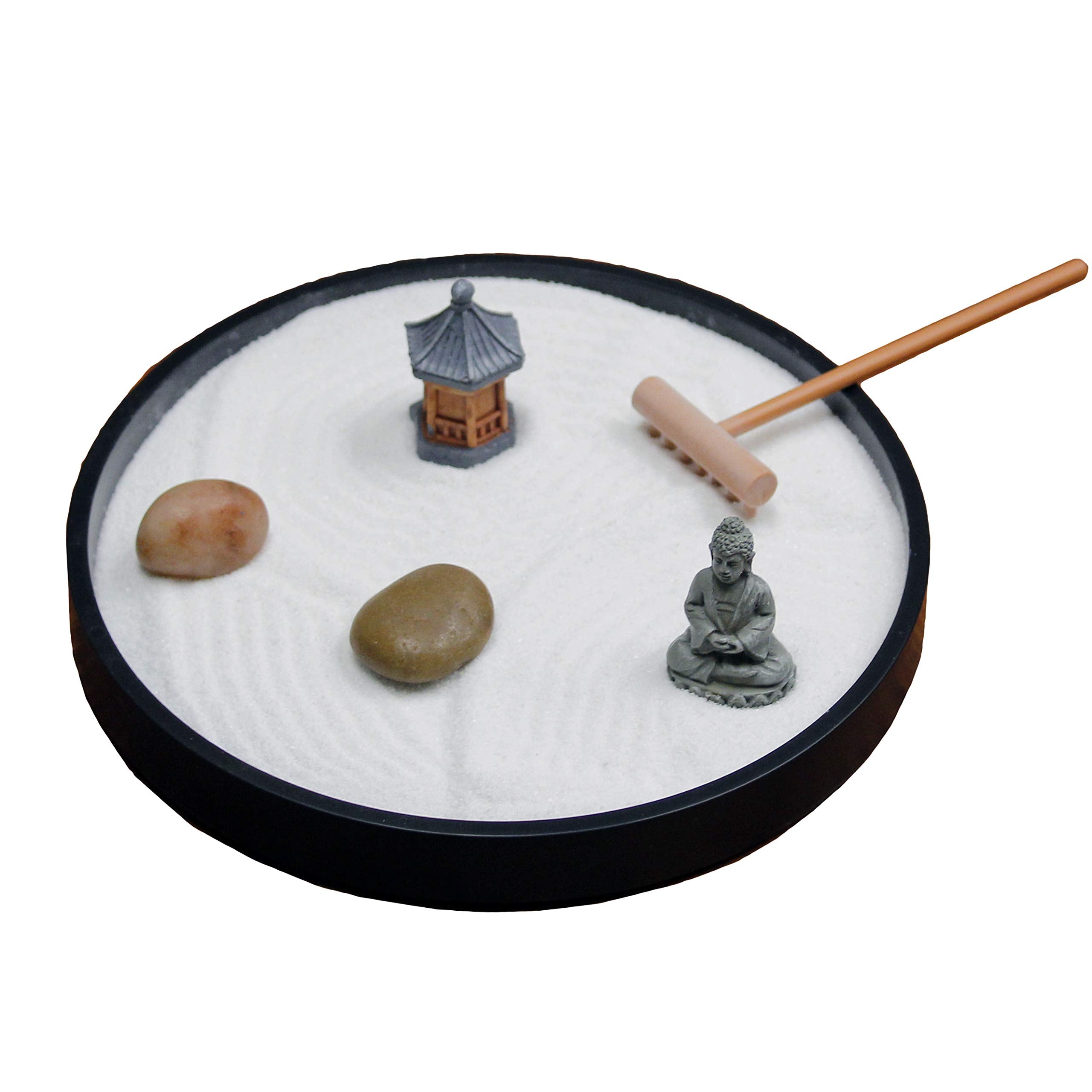 Nature's Mark Mini Zen Garden Kit white sand creates calming visuals for desk escapes