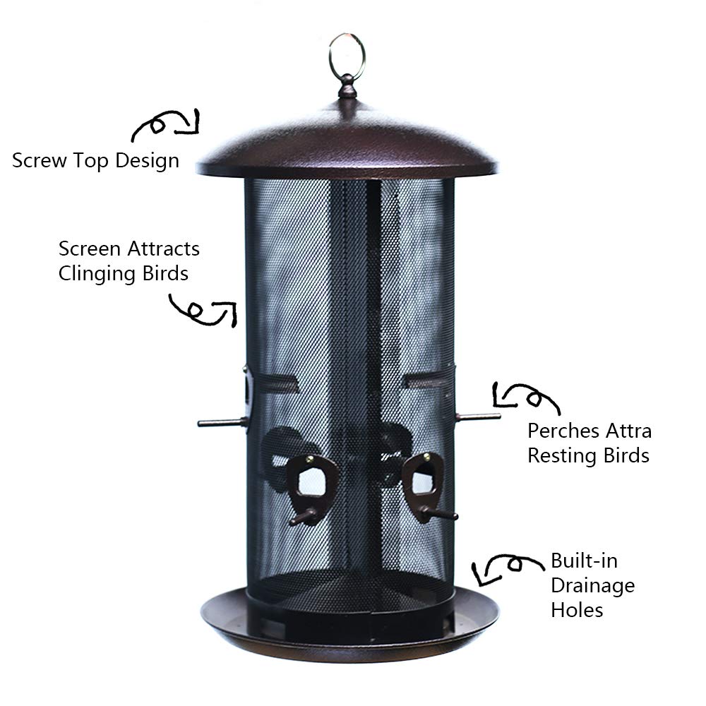 Nature's Rhythm hopper feeder features a wrap-around tray for easy feeding from any side.
