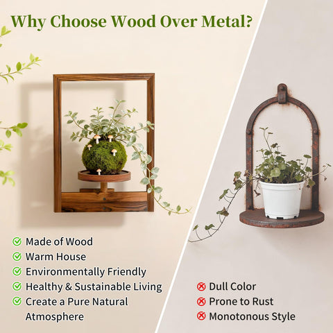 NATURE'S SOURCE wall planter shelf holds up to 22 lbs for flexible plant setups.