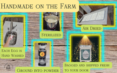 Natures Vitality Farms prepared eggshell solution poured from the jar for easy watering