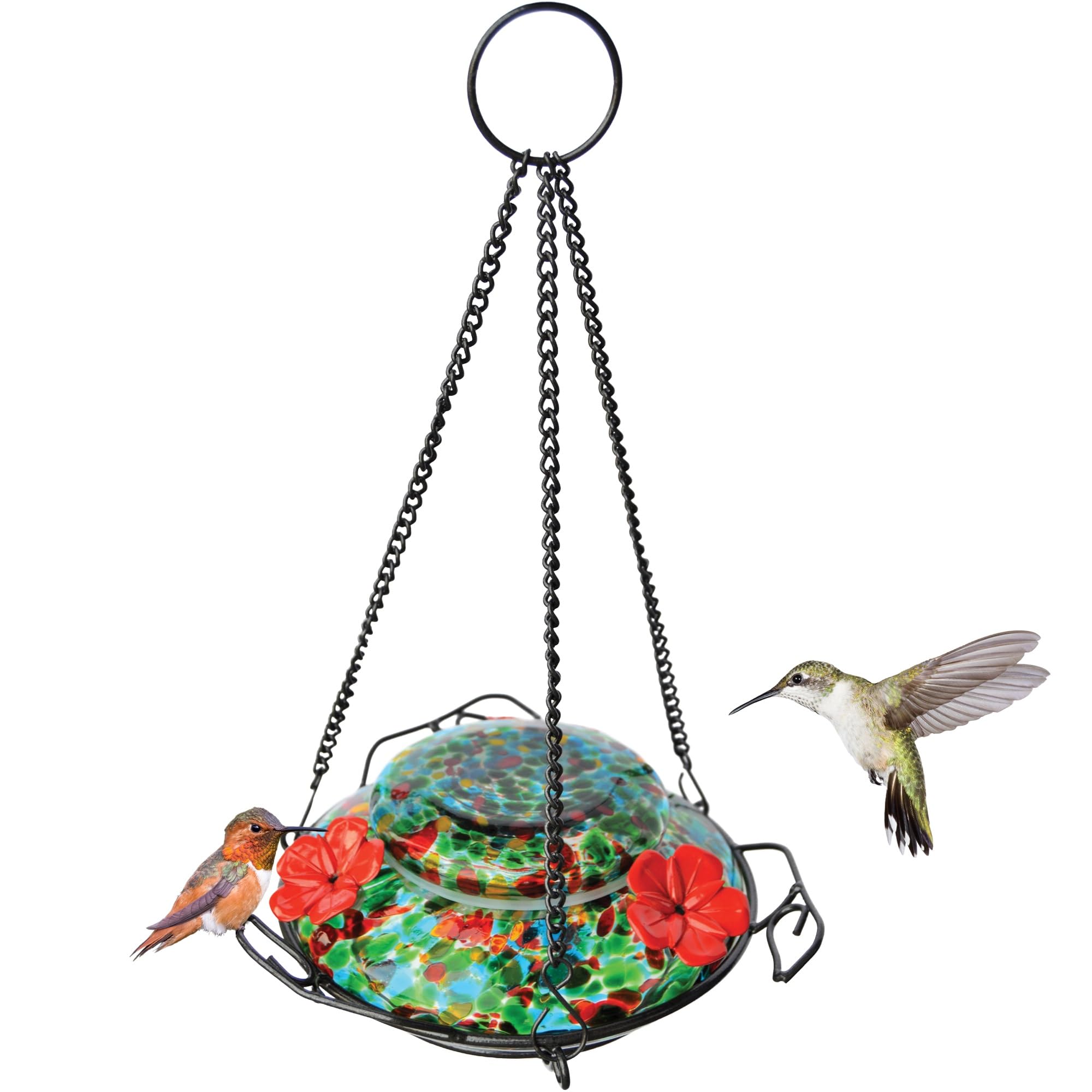 Nature's Way Bird Products glass-base with vibrant colors attracts hummingbirds to your garden.