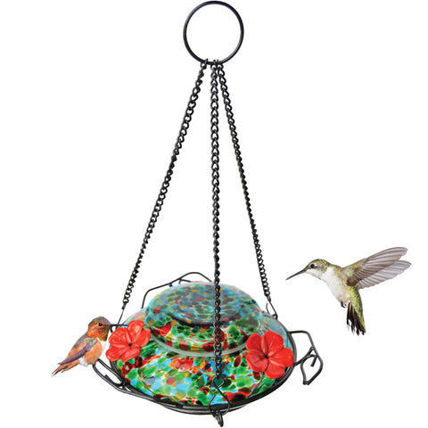 Nature's Way Bird Products glass-base with vibrant colors attracts hummingbirds to your garden.