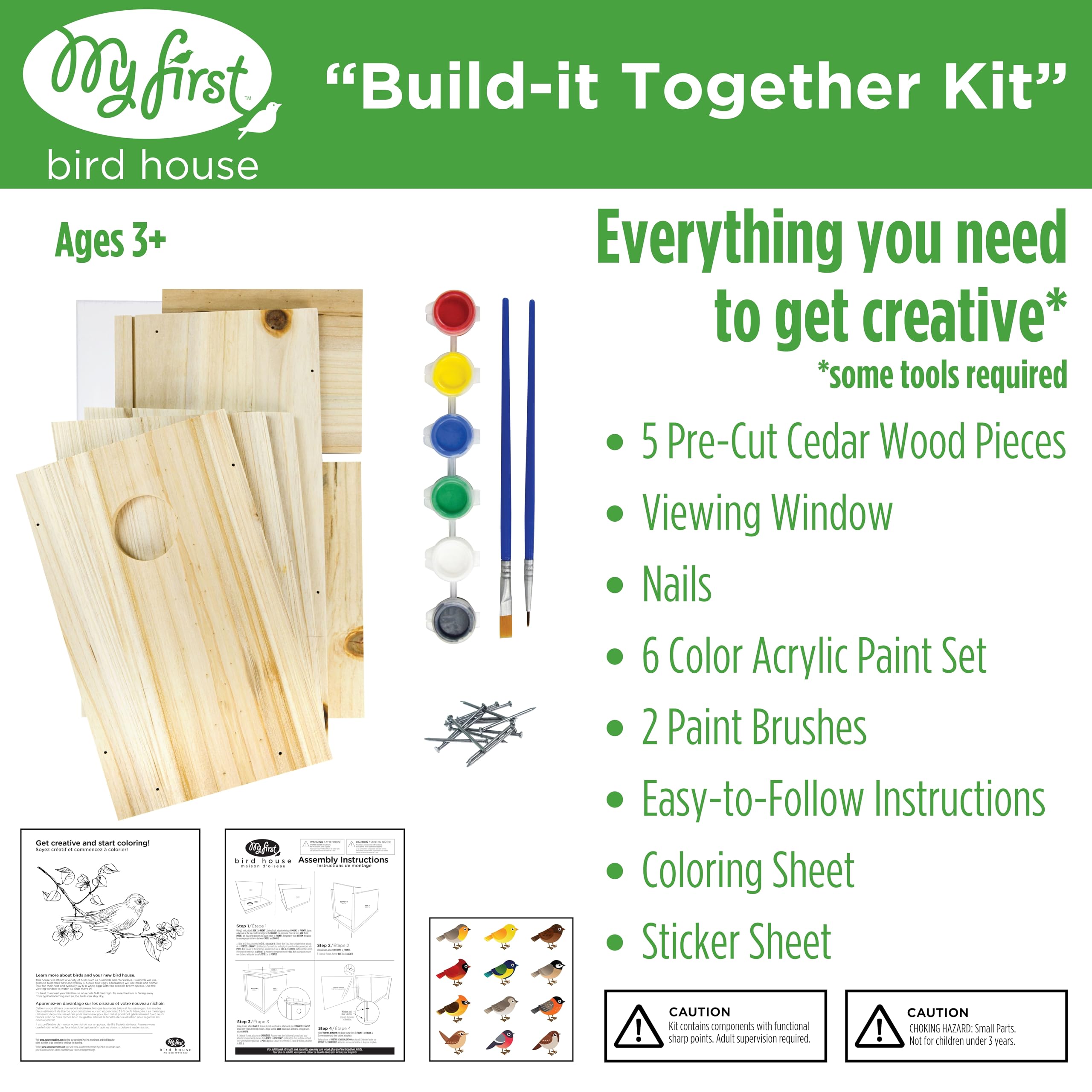 Nature's Way Bird House Wood Kit assembly demonstrates kid-friendly building and cooperative play.