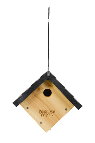 Nature's Way CWH1 Cedar Wren House ventilation openings show air flow for bird health