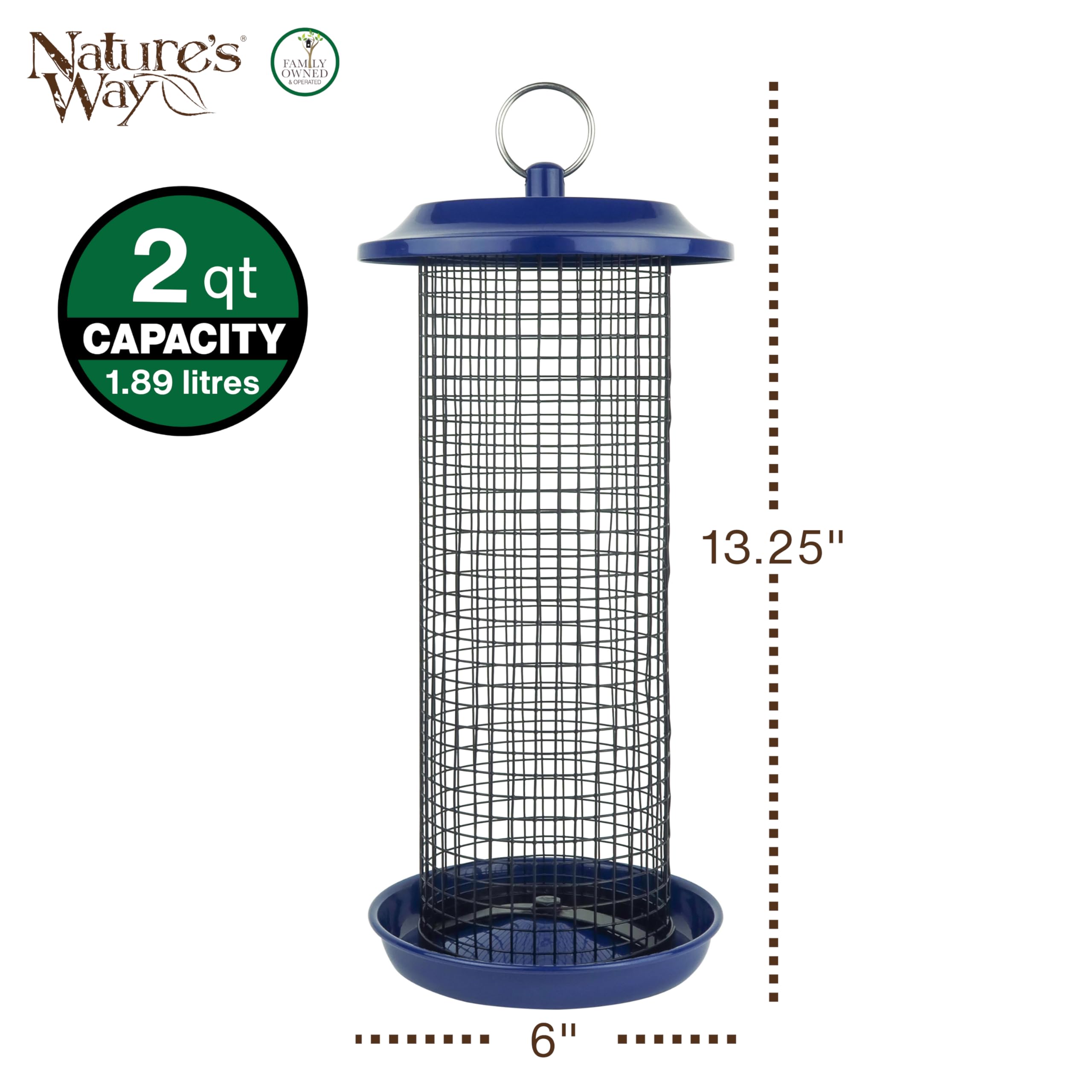 Nature's Way easy-cling mesh feeder offers 360-degree feeding for clinging birds.