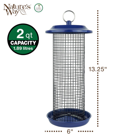 Nature's Way easy-cling mesh feeder offers 360-degree feeding for clinging birds.