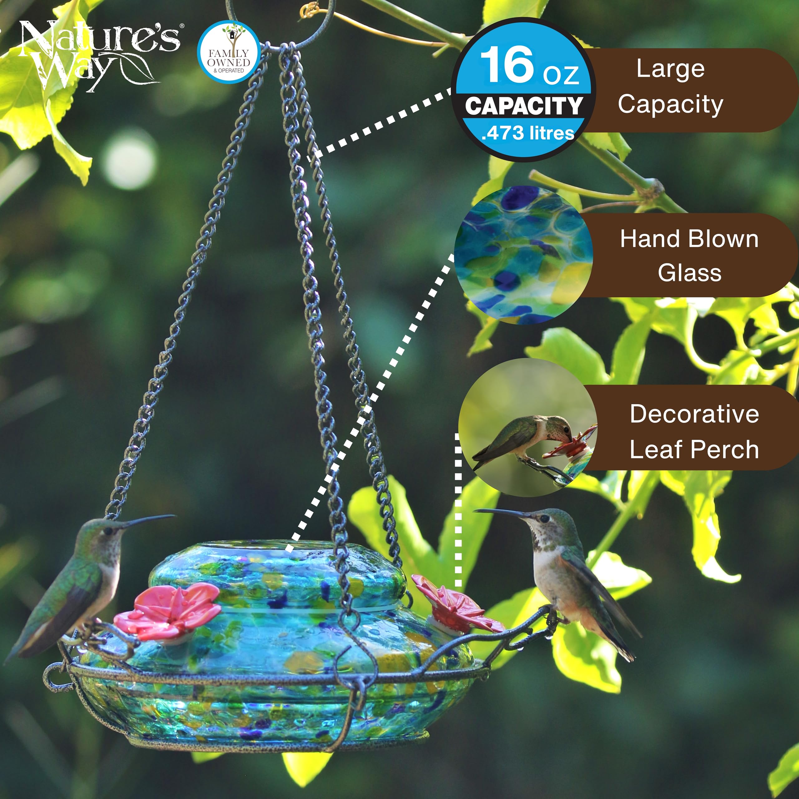 Nature's Way GHF7 perching leaf basket invites longer visits.