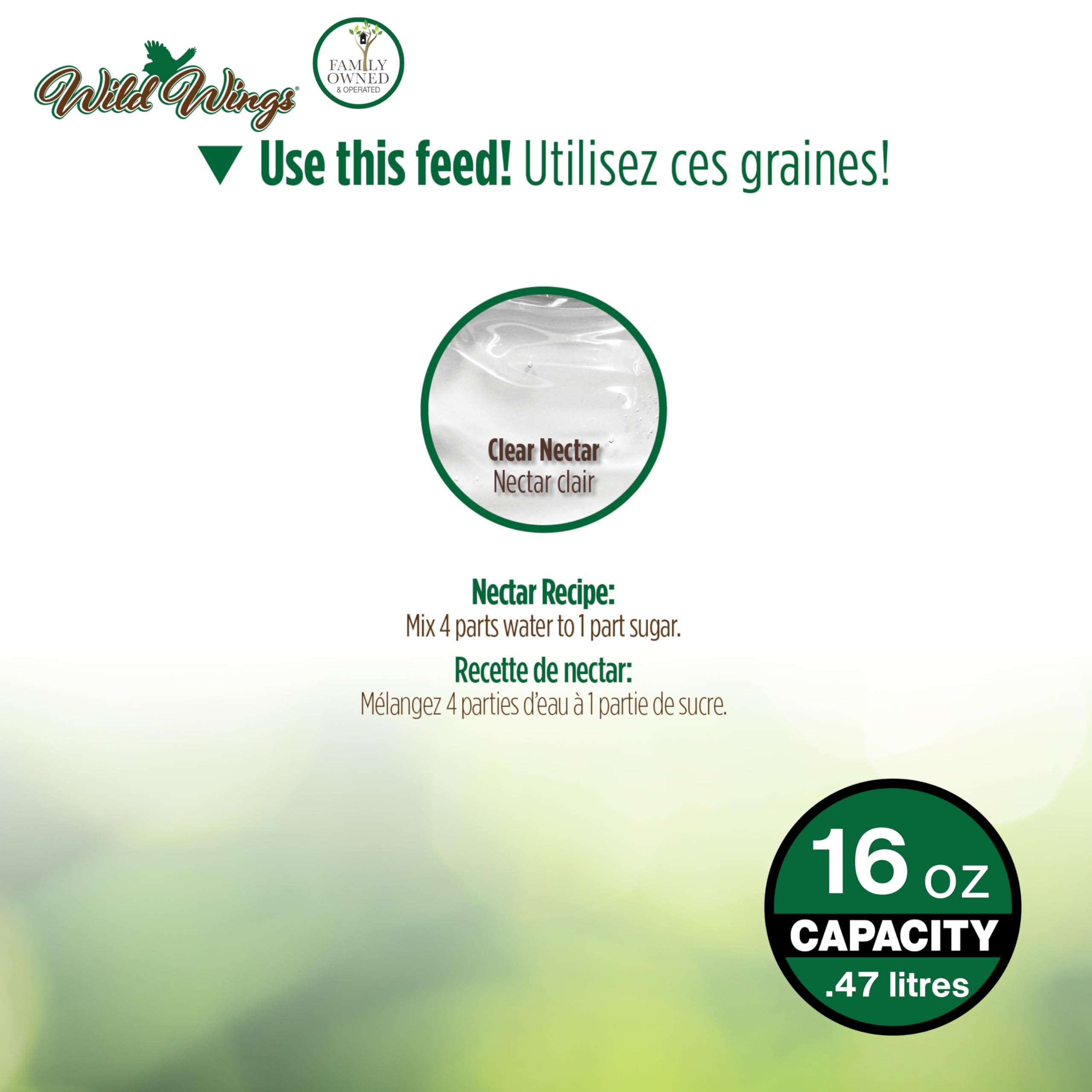Nature's Way 18 oz capacity top-fill feeder delivers extended viewing and feeding.