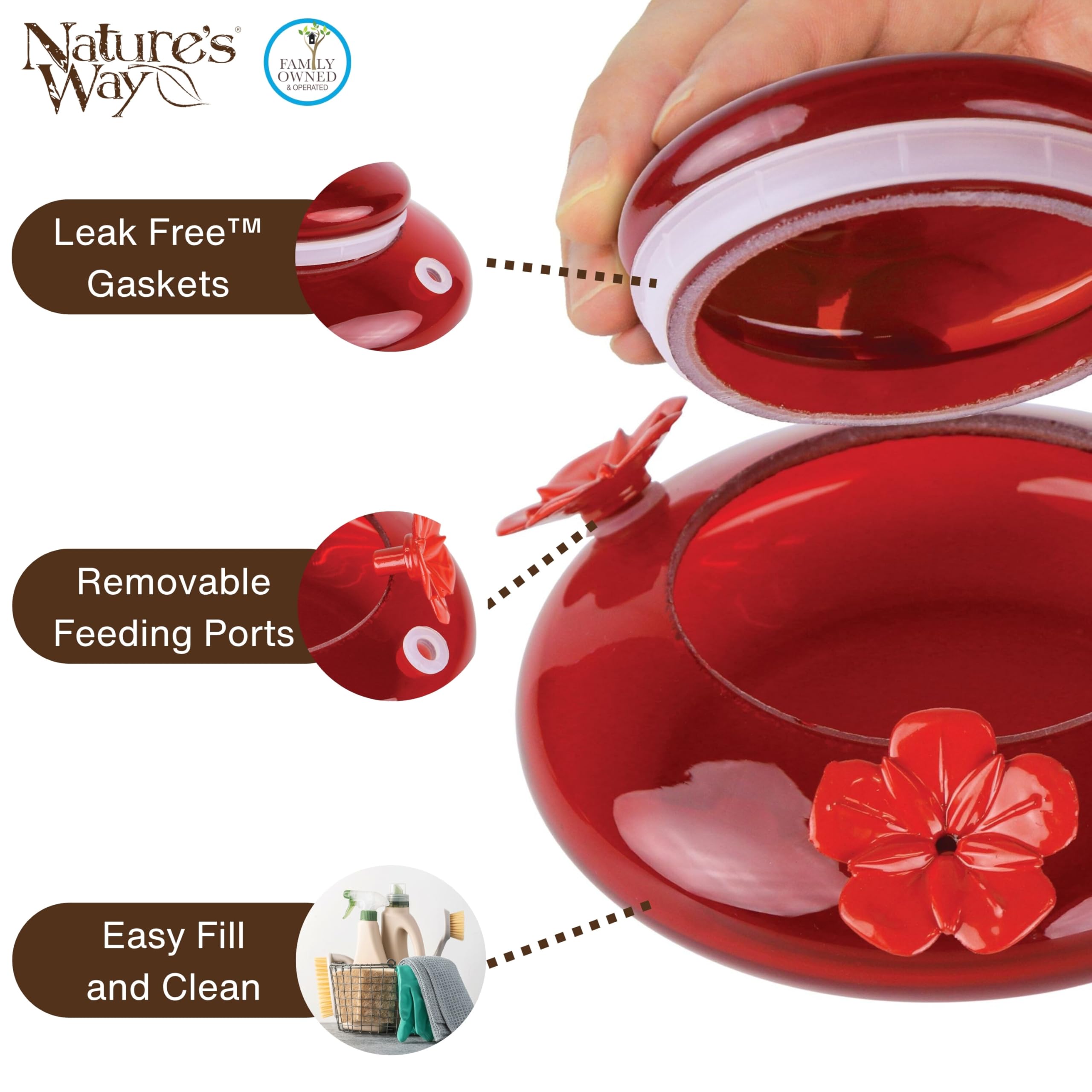 Nature's Way MHF4 decorative leaf-perch basket supports comfortable feeding