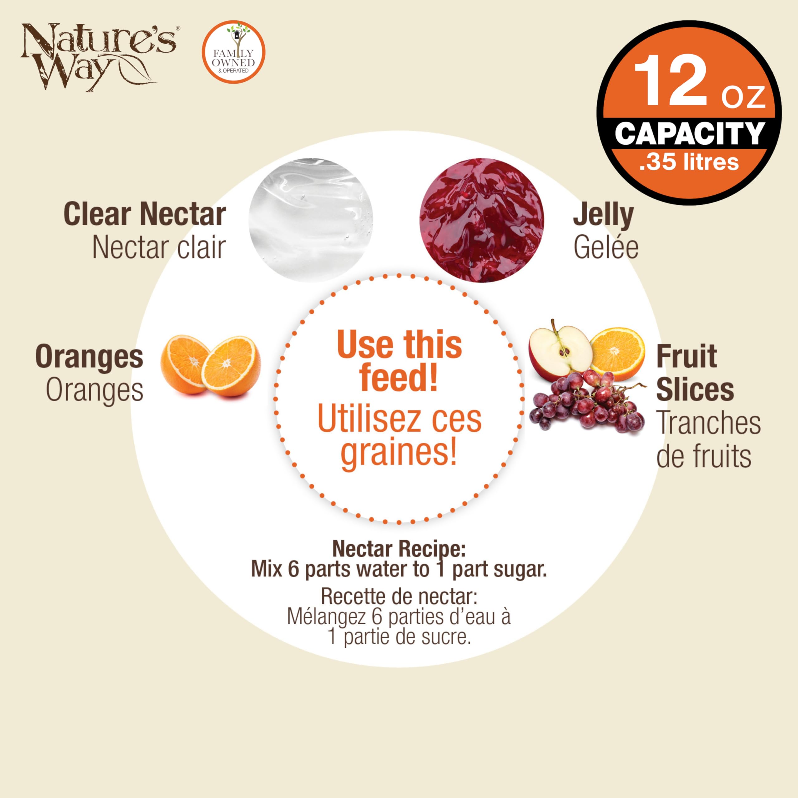 Nature's Way OFP1 orange feeder hanging design for visibility