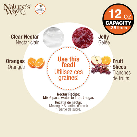 Nature's Way OFP1 orange feeder hanging design for visibility