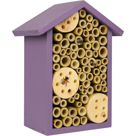 Nature's Way PWH1-B Purple Bee House front view supports pollinators for richer blooms