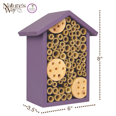 Nature's Way PWH1-B Purple Bee House mounted in the garden boosts pollination