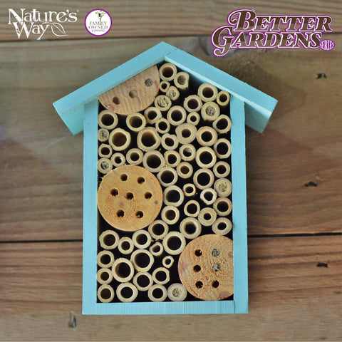 Nature's Way PWH1-C Teal Bee House close-up holes attract mason bees