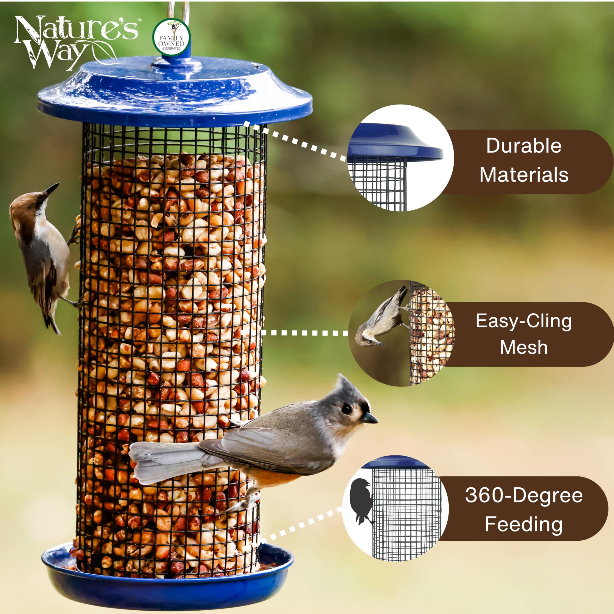 Nature's Way seed tray drain holes prevent soggy seed and waste.