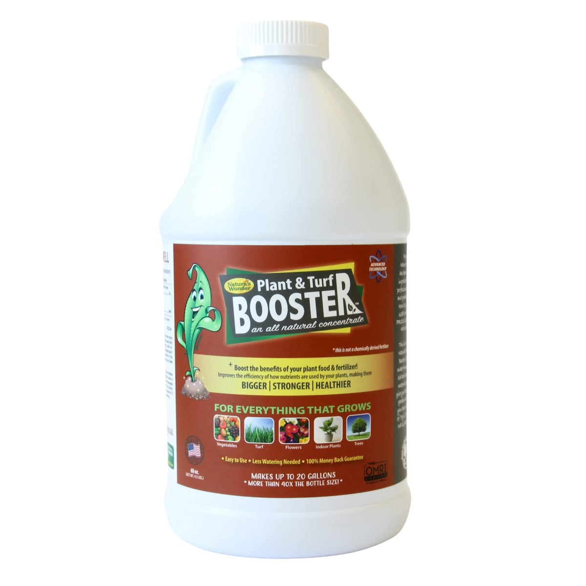 Nature's Wonder bottle pour demonstrates simple liquid application for soil conditioning.