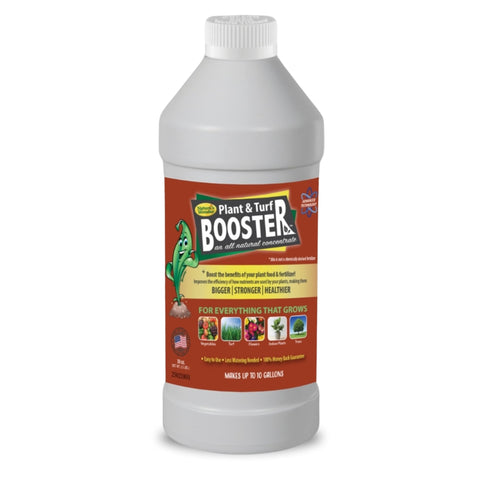 Nature's Wonder bottle pour supports plant growth with liquid biostimulant.