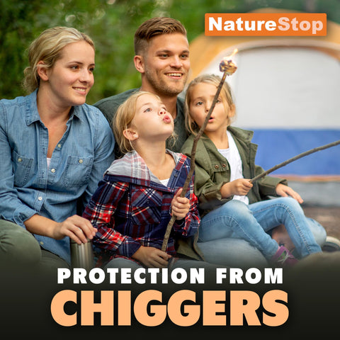 NatureStop deet-free formula for safe skin application when aiming to deter chiggers.