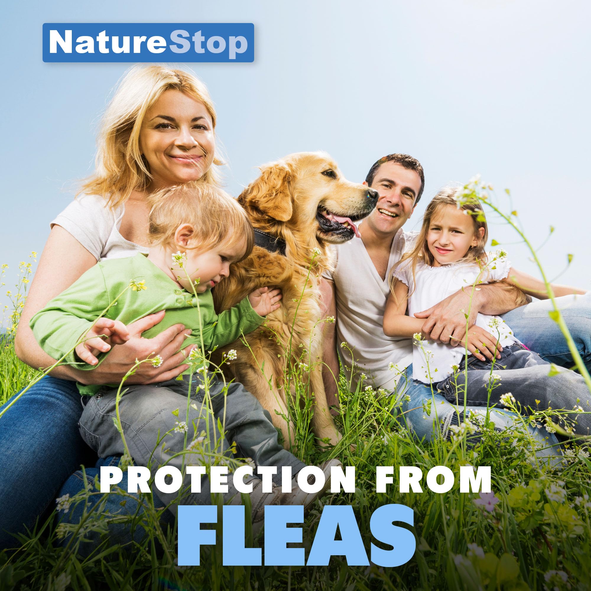 NatureStop flea repellent spray applied to skin offers discreet protection.