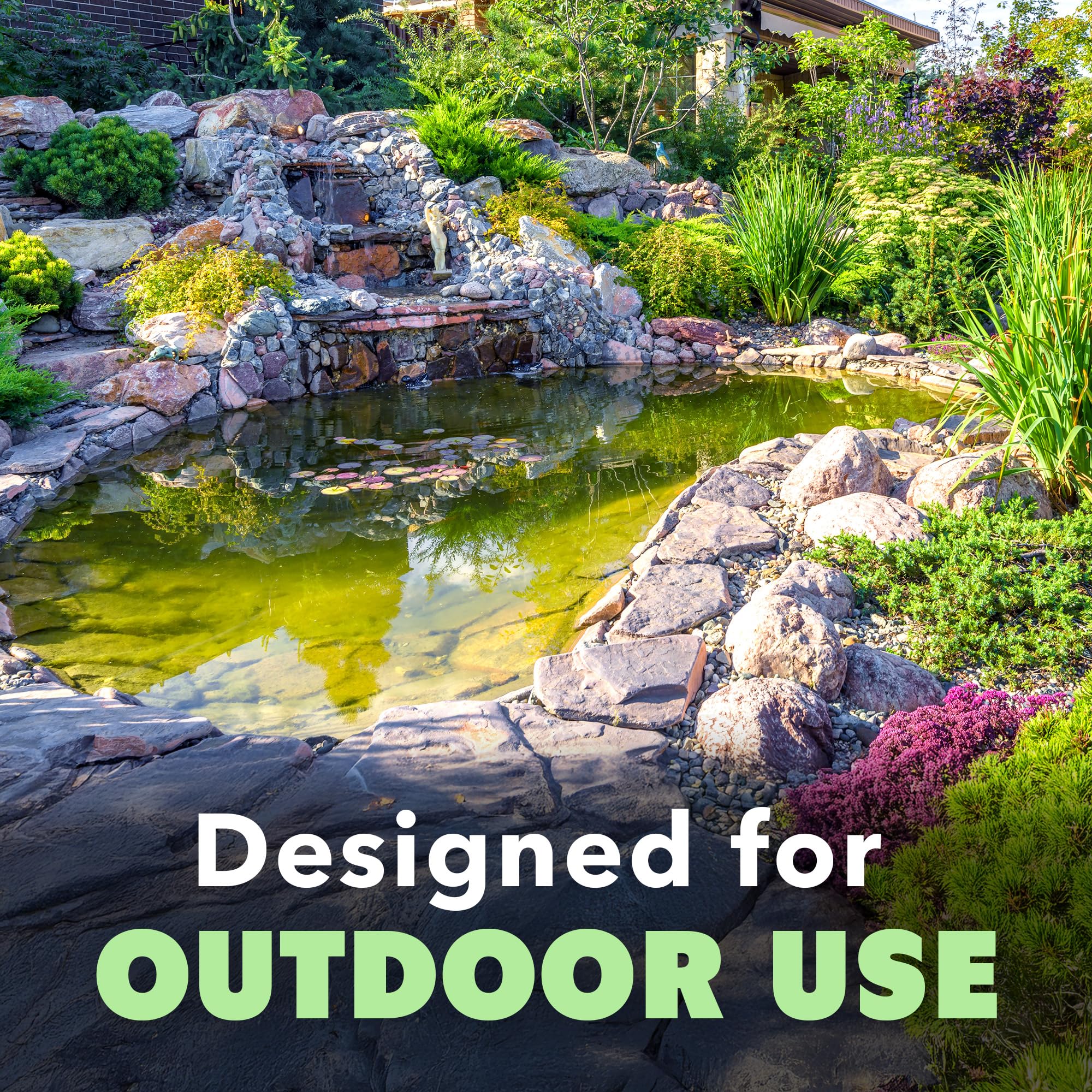 NatureStop Frog Repellent Spray near pond edge helps deter frogs.