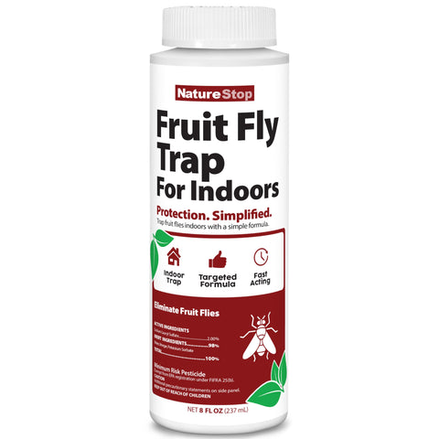 NatureStop fruit fly trap indoors 8oz in a tidy kitchen, reducing fruit fly activity.