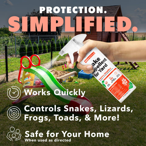 NatureStop snake repellent spray is simple to apply along fences, sheds, and garden edges.