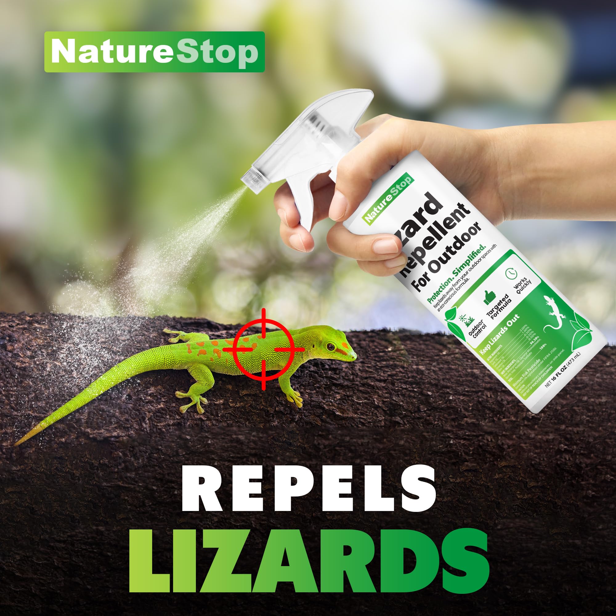 NatureStop lizard repellent spray near doors and windows deters entry lizards