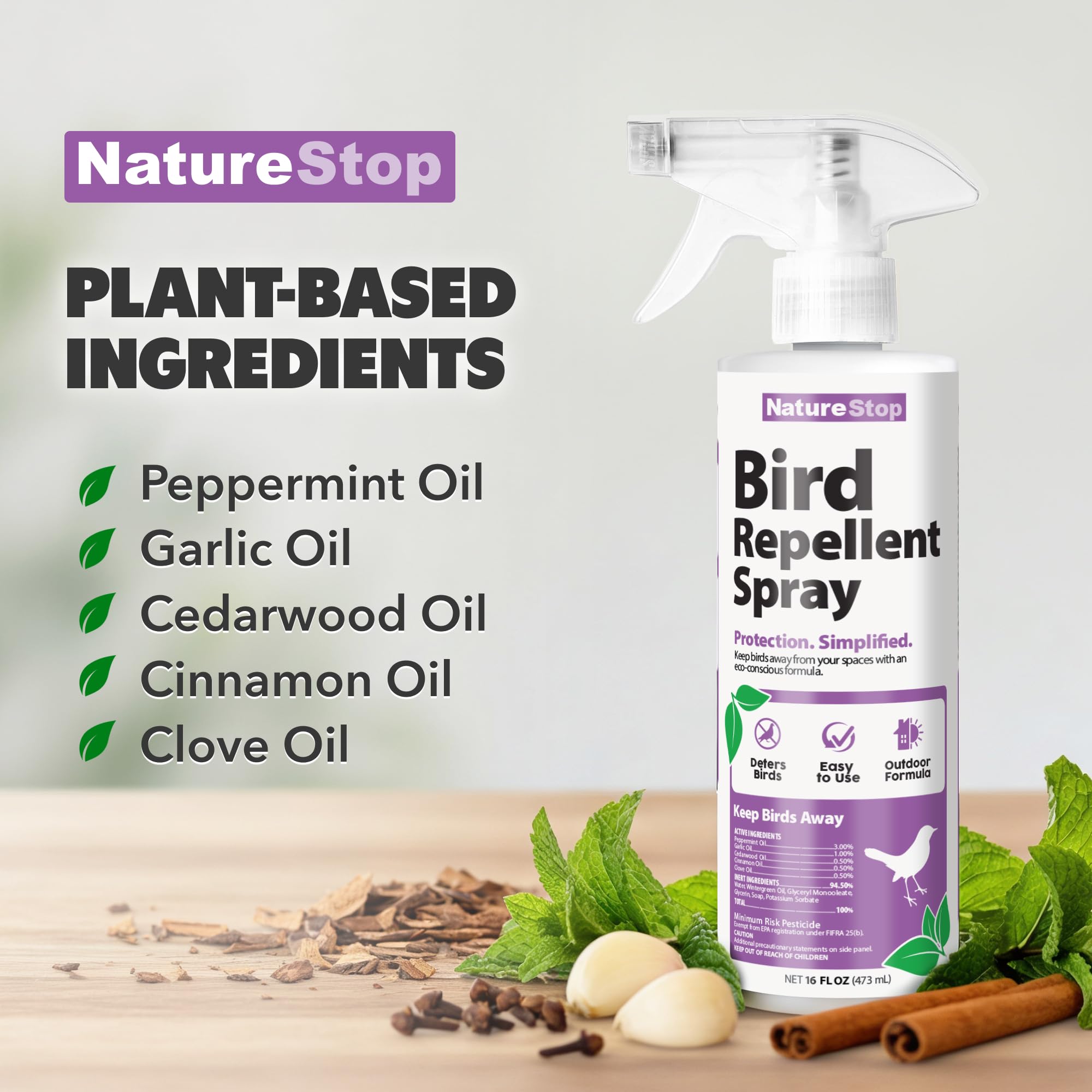 NatureStop long-lasting outdoor formula supports ongoing deterrence during maintenance.